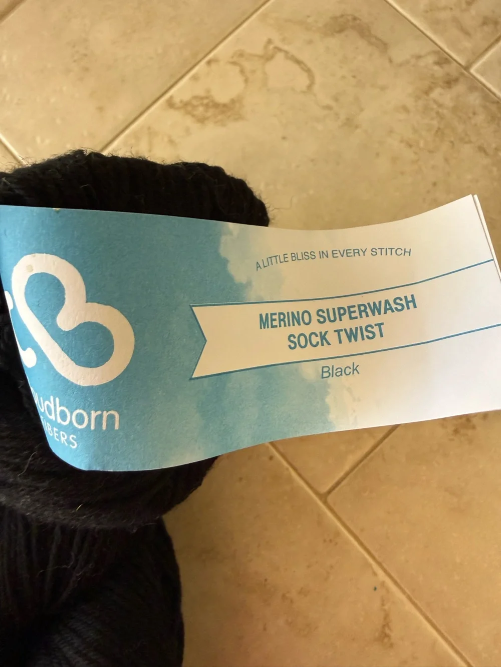 Cloudborn Fibers Merino Superwash Sock Twist Black Hand-Dyed Yarn